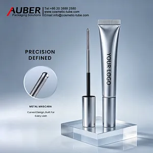 Auber metal mascara tube with precision curved applicator